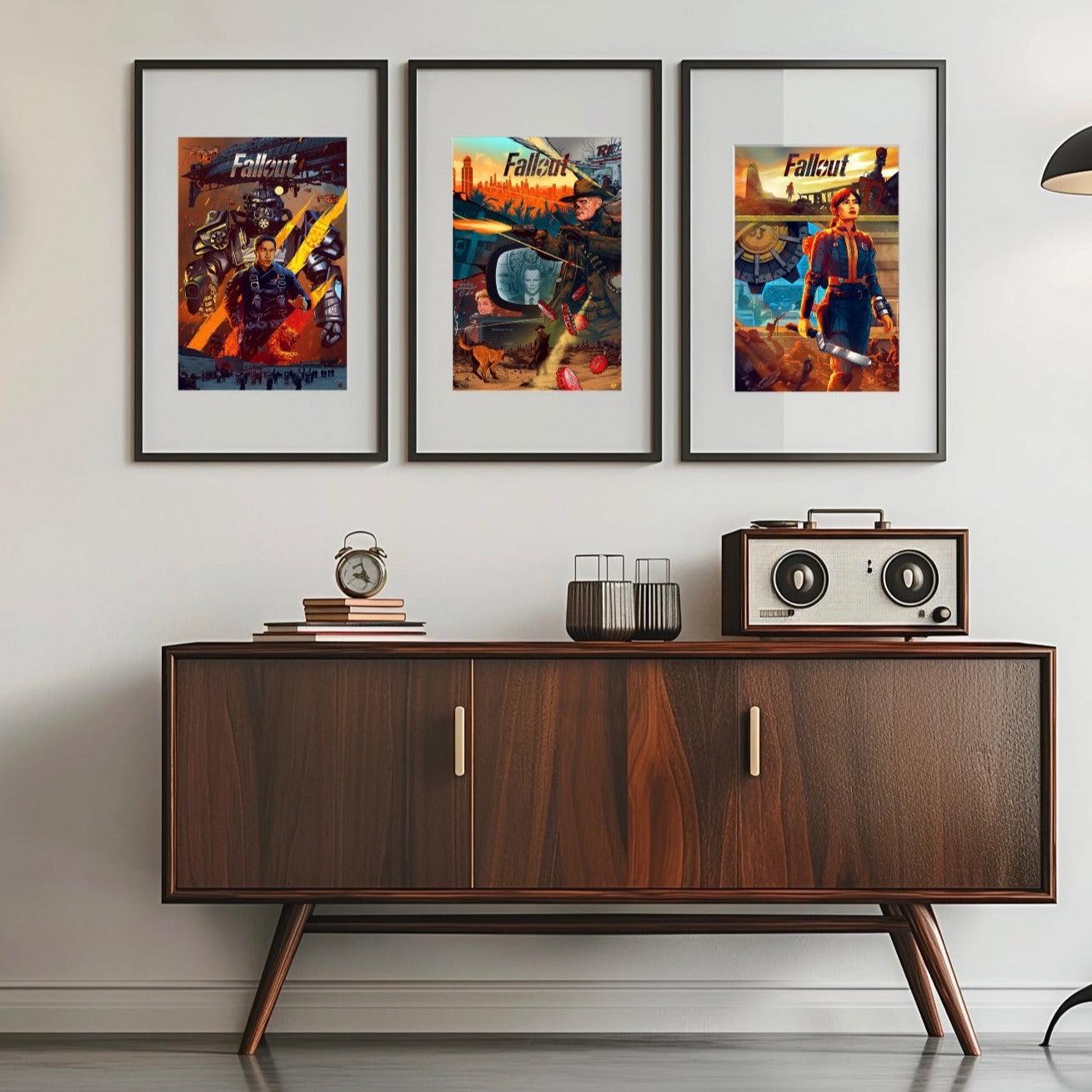 Fallout - Lucy MacLean, The Ghoul, and Maximus 16 x 24 Lithograph Poster by Kevin Tong - Triptych